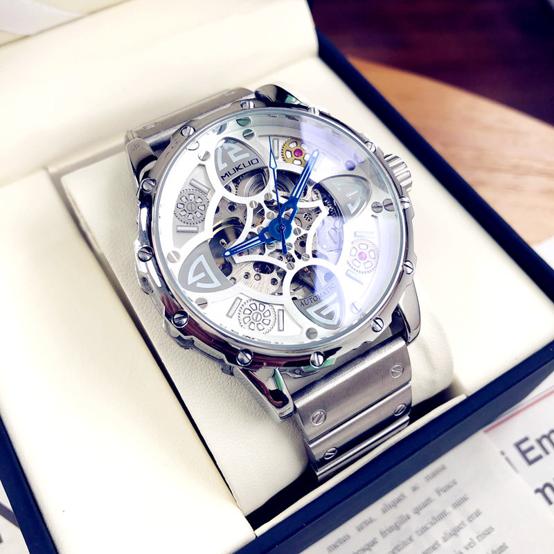 欧美炫酷复古全自动镂空男士机械表 光迈国产腕表