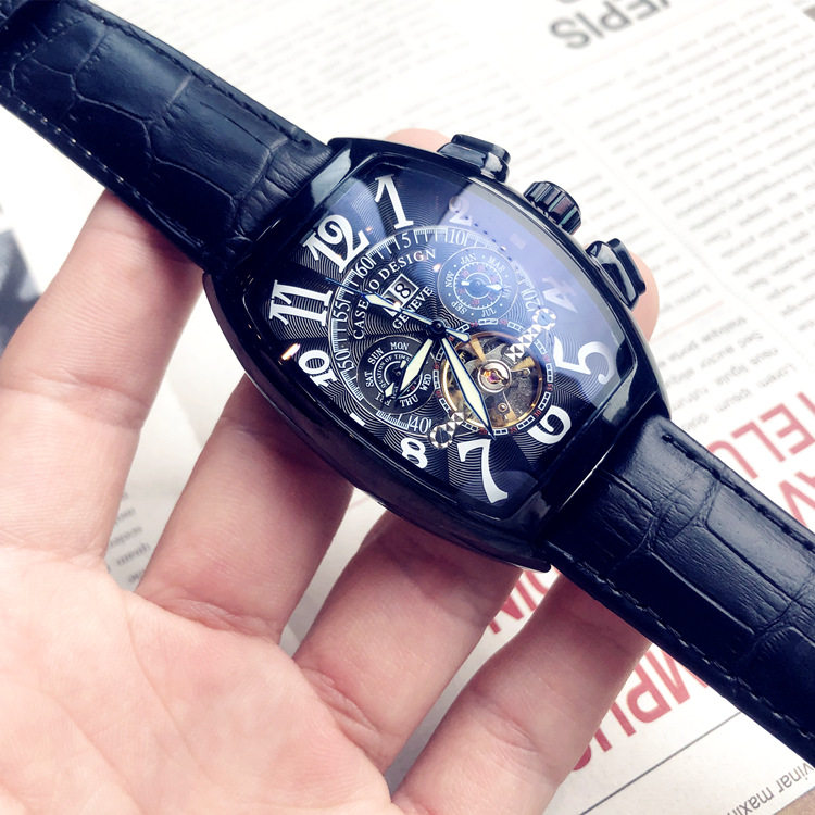 2023新品潮流男士大气真皮带机械表 光迈国产腕表