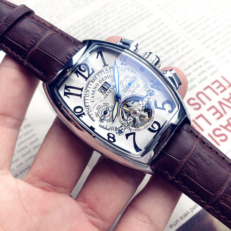 2023新品潮流男士大气真皮带机械表 光迈国产腕表