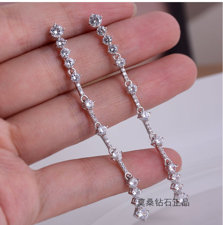 莫桑石耳钉PT950铂金满钻长款流苏耳坠30分钻石耳环欧美百搭气质,淘宝优惠券,粉丝福利购,淘宝优惠卷