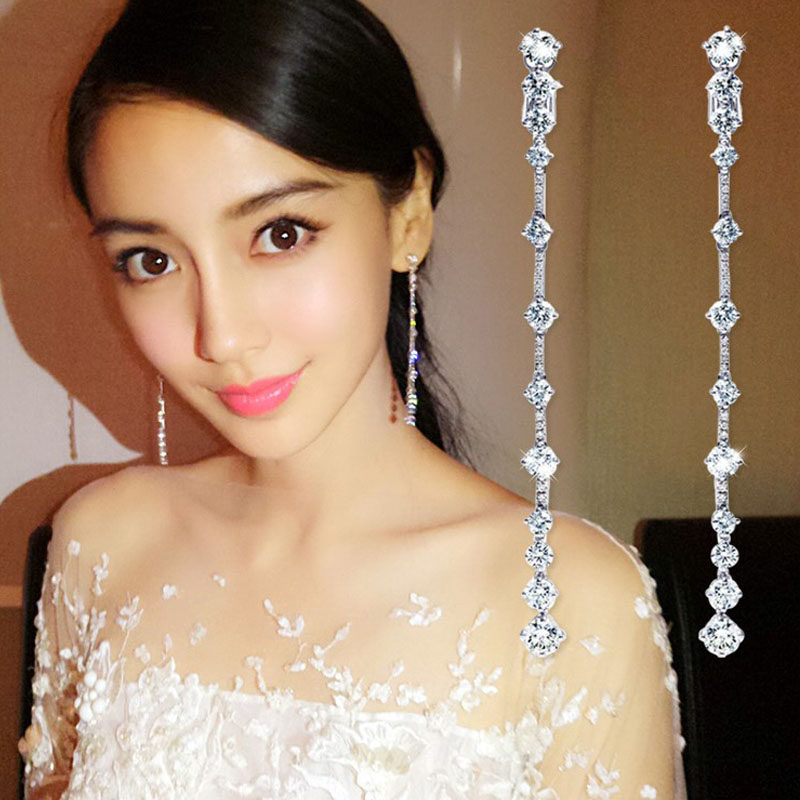 莫桑石耳钉PT950铂金满钻长款流苏耳坠30分钻石耳环欧美百搭气质,淘宝优惠券,粉丝福利购,淘宝优惠卷