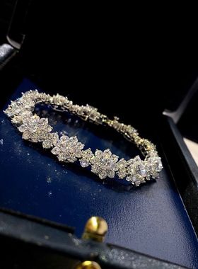 爆闪太阳花手链莫桑石白金大卖