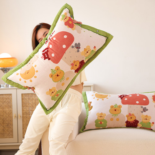 按扣式纯棉纱布枕套一对四季全棉加厚枕头套成人款家用枕芯内胆套 - 图3