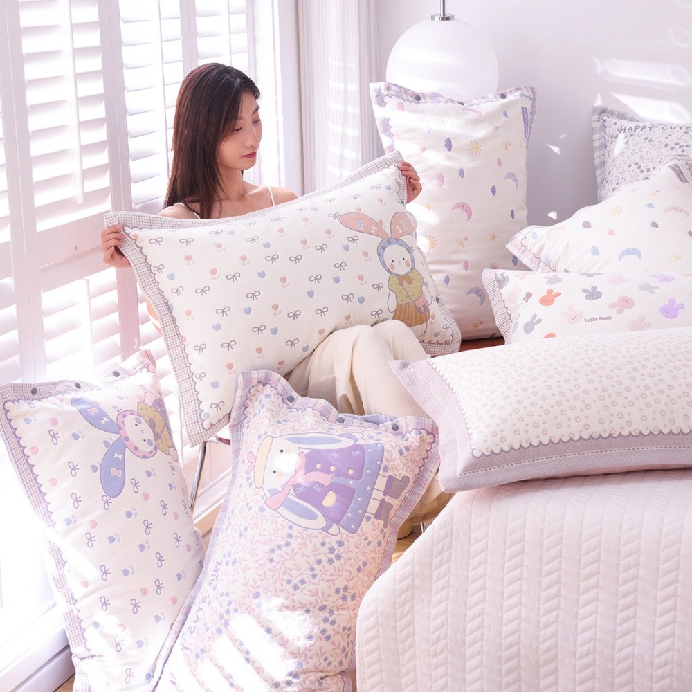 高密纯棉纱布按扣枕套一对装卡通全棉枕头套四季通用不脱落枕芯套,淘宝优惠券,粉丝福利购,淘宝优惠卷