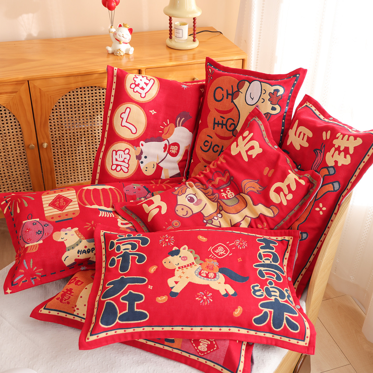 A类纯棉纱布按扣加厚儿童枕套马年宝宝新年款全棉乳胶全包枕头套,淘宝优惠券,粉丝福利购,淘宝优惠卷