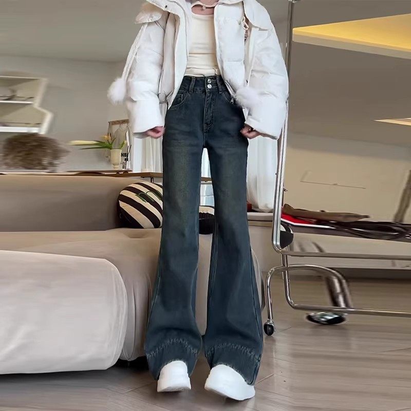 复古怀旧阔腿牛仔裤女2026年春季新款高腰窄版小个子直筒喇叭裤子,淘宝优惠券,粉丝福利购,淘宝优惠卷