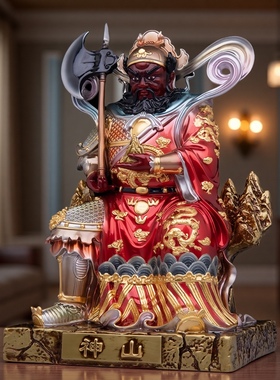 台湾纯铜彩绘山神爷神像镇宅摆件