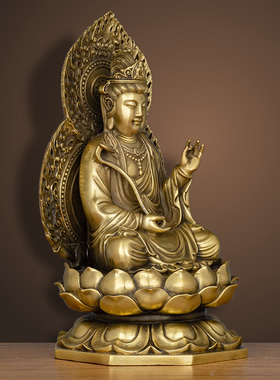 铜文殊菩萨佛像生肖属兔本命佛家居佛堂供奉摆件铜工艺品装饰品