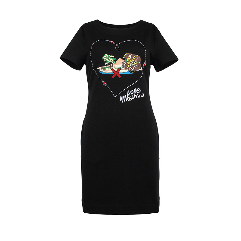 LOVE MOSCHINO/莫斯奇诺女士短袖海岛图案连衣裙W592903-图0