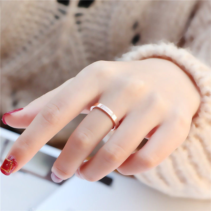 日式轻奢网红简约18k玫瑰金食对戒 梓妍戒指/指环