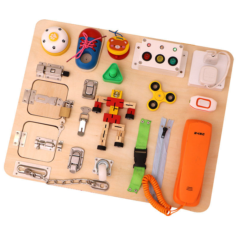 宝宝蒙氏教具忙碌屋板diy配件蒙特梭利忙碌箱儿童早教益智玩具1岁 可桑母婴专营店