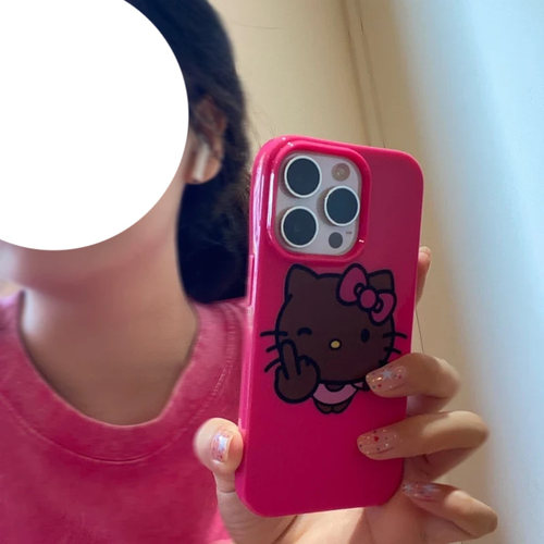 日韩甜酷少女kitty猫适用苹果15Promax手机壳iphone16pro可爱13玫红12软11pro情侣xsmax小众14plus高级感防摔 - 图2