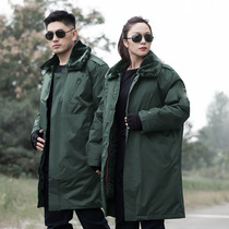 Military cotton great clothes men and women Winter outdoor thickening waterproof long style double layer security cold storage anti-cold clothes Law-keeping workwear