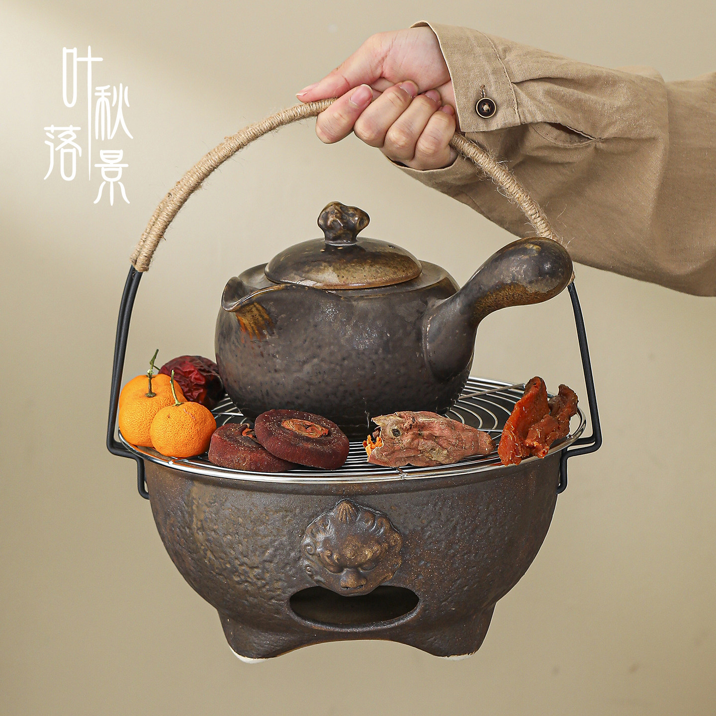 新款复古粗陶煮茶炉冬日取暖碳烤炉提梁壶围炉煮茶套装小型烧烤炉,淘宝优惠券,粉丝福利购,淘宝优惠卷