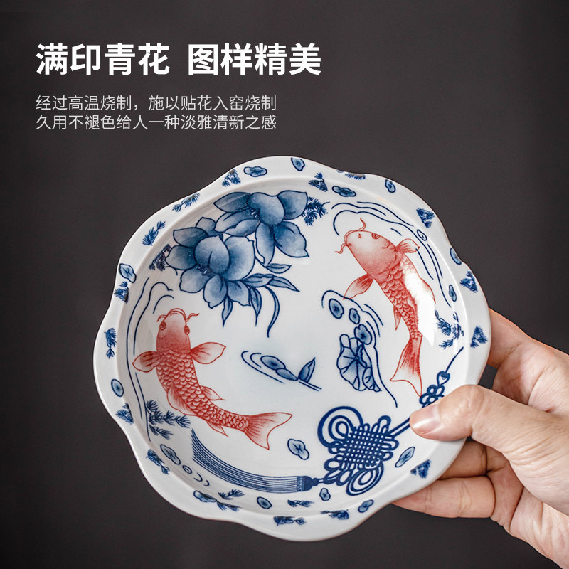 陶瓷花盆中式高脚盆创意国风六月雪米竹桌面装饰摆件蕨类苔藓球盆,淘宝优惠券,粉丝福利购,淘宝优惠卷