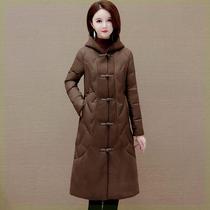 Hui Shuja Dress Fashion Lian Hat Mid white duck duvet down clothes 2023 The new body is thin and minimalist