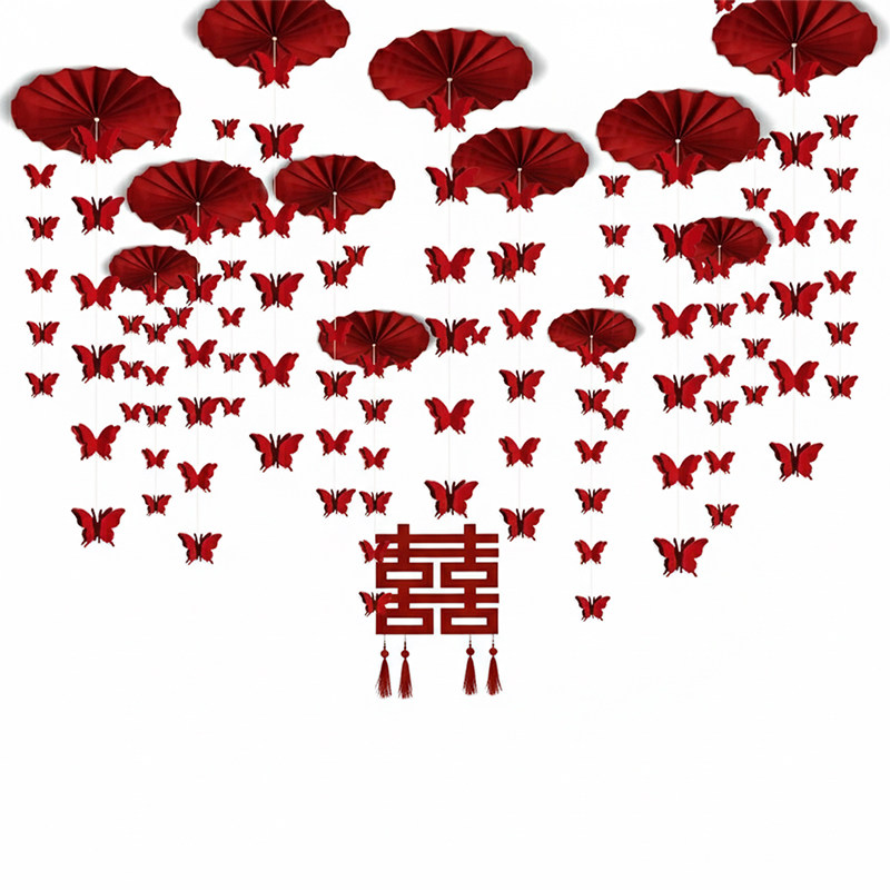 婚房布置拉花吊顶粉色结婚庆男女方客厅卧室装饰新房套装喜字挂件,淘宝优惠券,粉丝福利购,淘宝优惠卷