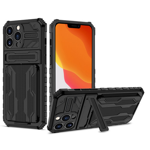 隐藏支架式金刚卡包适用17air/iphone16创意推拉卡盒15promax苹果13手机壳12全包镜头14pro防摔11max保护套 - 图0