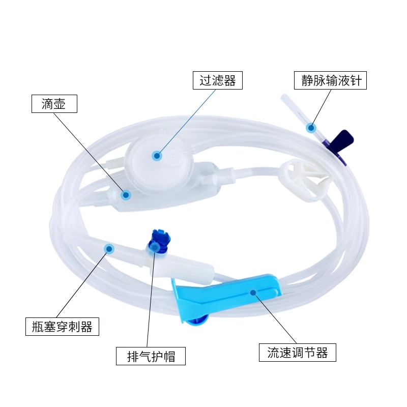 安得一次性使用精密过滤输液器医用输液管带针5.5/6/7号吊针点滴 - 图0