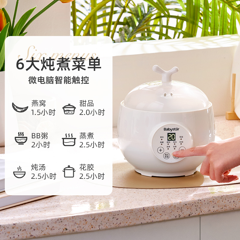 babystar炖盅电炖盅陶瓷隔水炖大容量家用炖汤燕窝宝宝辅食熬粥锅
