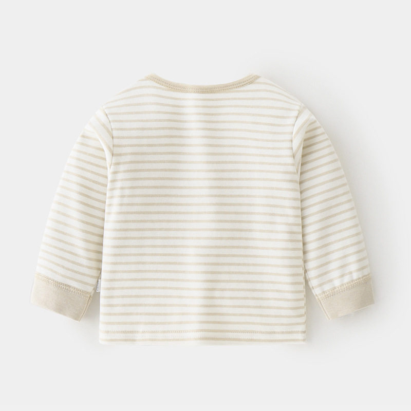 婴儿纯棉单上秋衣服条纹男女童春秋宝宝内衣打底衫童装肩开T恤,淘宝优惠券,粉丝福利购,淘宝优惠卷