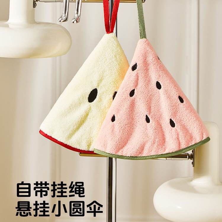 创意厨房擦手布吸水不掉毛卫生间可爱水果儿童手帕可挂式毛巾抹布 - 图0