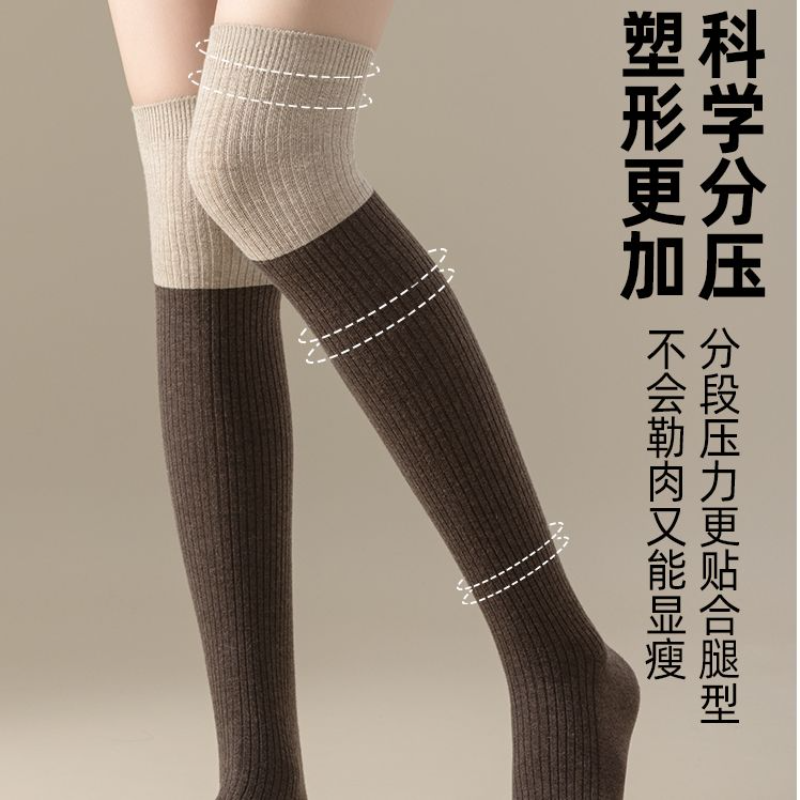 过膝羊毛袜子女秋冬德绒发热保暖护膝袜美拉德压力小腿长筒袜保暖,淘宝优惠券,粉丝福利购,淘宝优惠卷