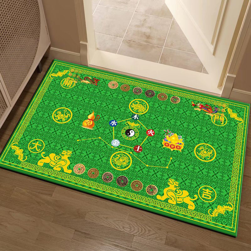 七星九运过门垫金黄色五帝钱太极八卦地毯入户聚财可擦洗皮革地垫,淘宝优惠券,粉丝福利购,淘宝优惠卷
