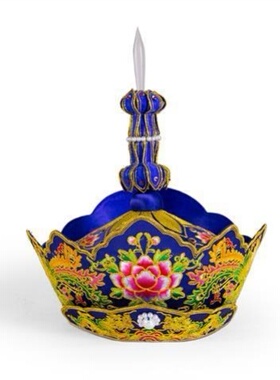 新品南尘毗卢帽法师帽高档五佛冠法会用品僧帽纯手工刺绣带铁皮桶