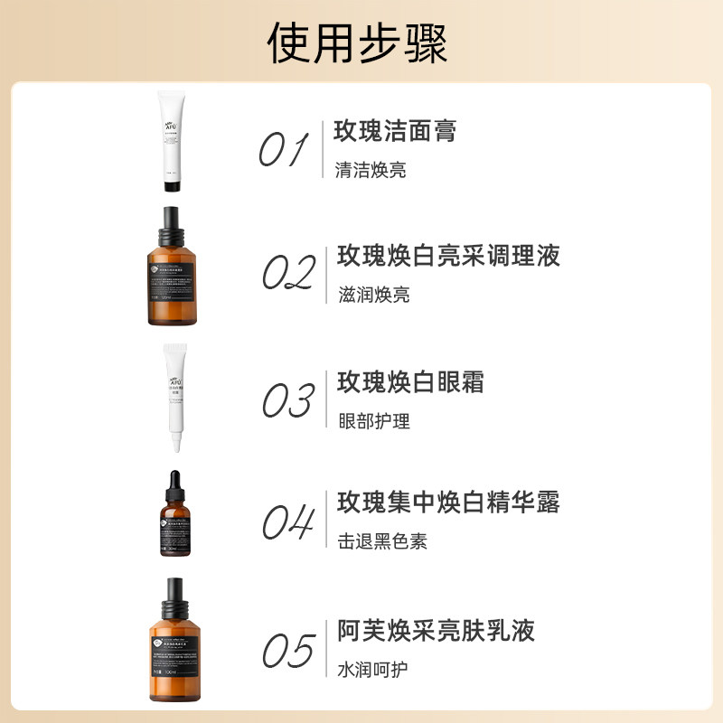 阿芙玫瑰焕白护肤品套装水乳美白 阿芙金妆面部护理套装