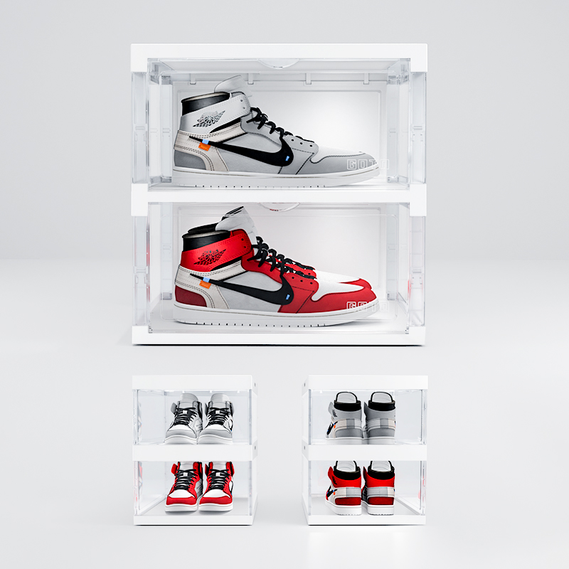 GOTO免安装一体可折叠发光鞋盒宿舍透明收纳鞋架aj球鞋鞋柜省空间 - 图0