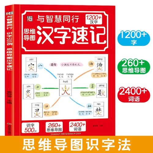 思维导图汉字速记1200字小学生语文认识汉字偏旁部首结构组词造句形象识字书幼小衔接学前启蒙幼儿认字教材规范书写生字预习练习本 - 图0