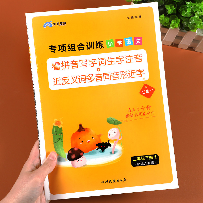 看拼音写词语二年级下册练字帖 控笔训练笔画笔顺练字帖小学生专用看汉字写拼音描红本生字注音同步练习册 二年级语文下册专项训练