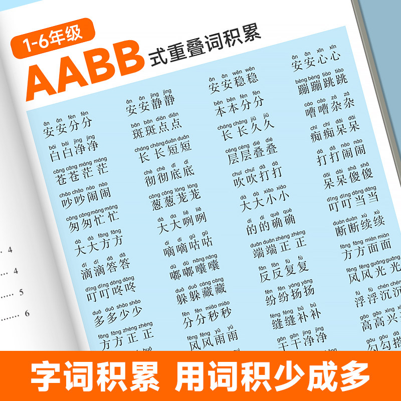 时光学小学字词基础训练大全时光学一二年级语文字词专项训练词语积累重叠词量词成语训练大全aabb abab abb近义词反义词大全