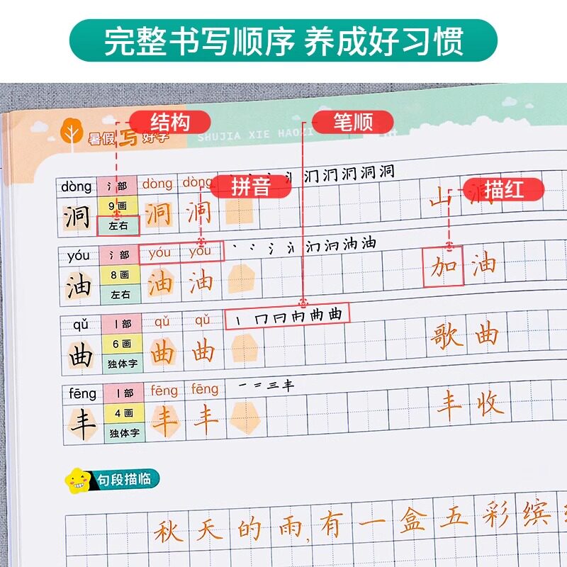 小学生专用暑假写练好字一升二升三升四升五升六年级语文暑假练字帖作业本每日一练衔接写好规范字作业课本同步练字帖临摹描红本