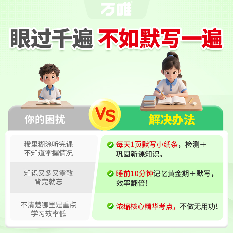 2026新版万唯中考语数英考点默写小纸条七八九年级初中必背核心考点初一初二初三语文数学英语必背知识点大全期中期末总复习练习册 - 图0