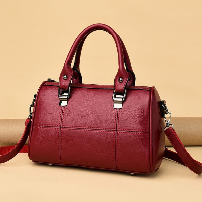 熙香奈旗舰店联名牛皮波士顿手提包 壹纸空文女士包袋