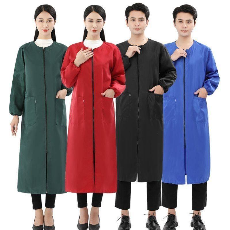 无帽干活工作服特长大褂纯色防水防油罩衣女工装薄外套厨房围裙潮,淘宝优惠券,粉丝福利购,淘宝优惠卷