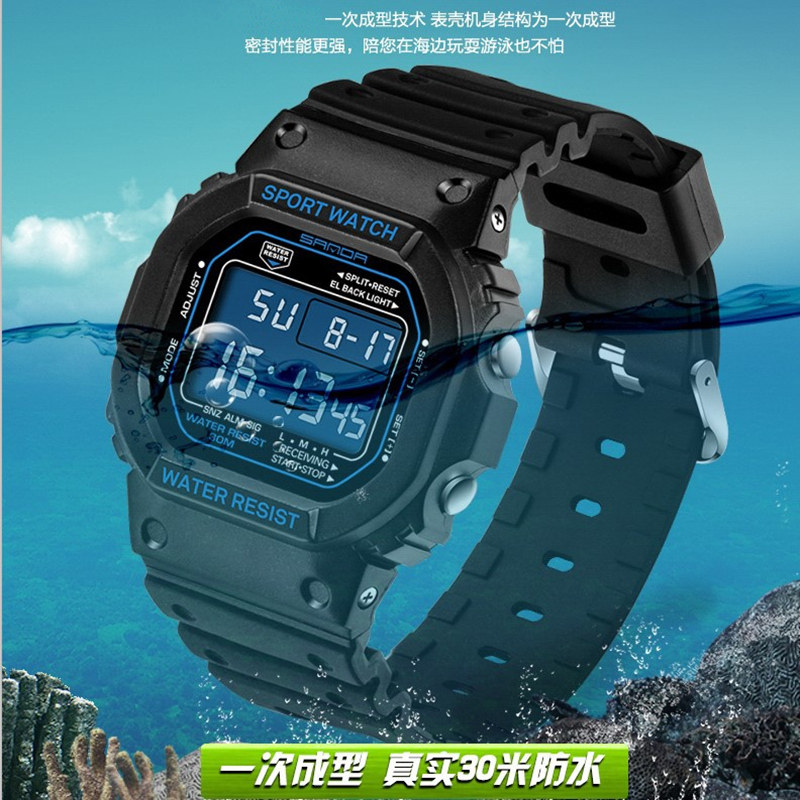 乔英子方形电子女孩韩版数字初女表 三达表递国产腕表