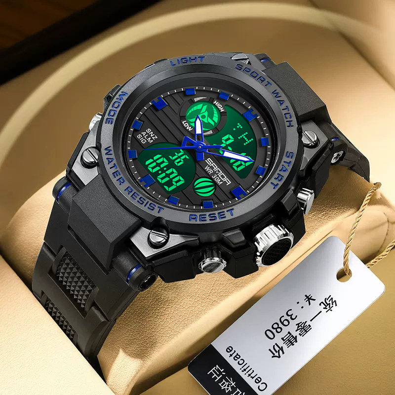 当兵入伍男士多功能户外防水电子表 三达表递国产腕表
