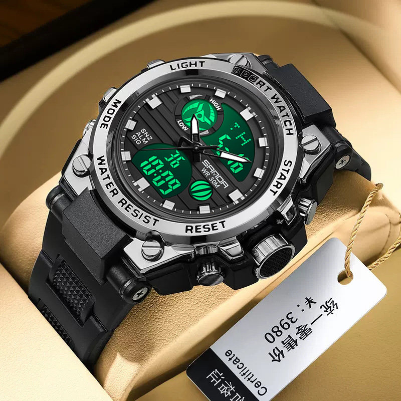 当兵入伍男士多功能户外防水电子表 三达表递国产腕表