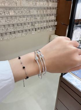 0822韩国东大门代购MOMO纯银手链925蓝色吊坠设计吊坠银手镯个性