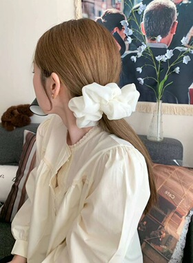 0317韩国东大门代购earlobe纱面纯色发绳 简约素款百搭居家通勤女