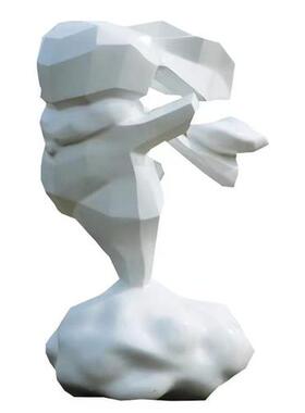 户外卡通玻璃钢抽像几何兔雕塑商场售楼部景观网红云朵摆件