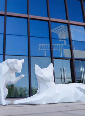 户外花园林景观抽象几何动物猫玻璃钢雕塑小区商场酒店装饰品摆件