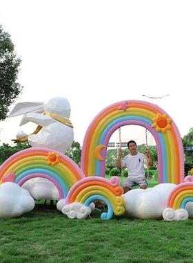 网红粉色火山雕塑户外景区花海签到拍照求婚告白火山发胶美辰大