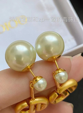 新款复古金色耳环女前后珍珠CD耳坠高级感字母耳钉气质轻奢耳饰