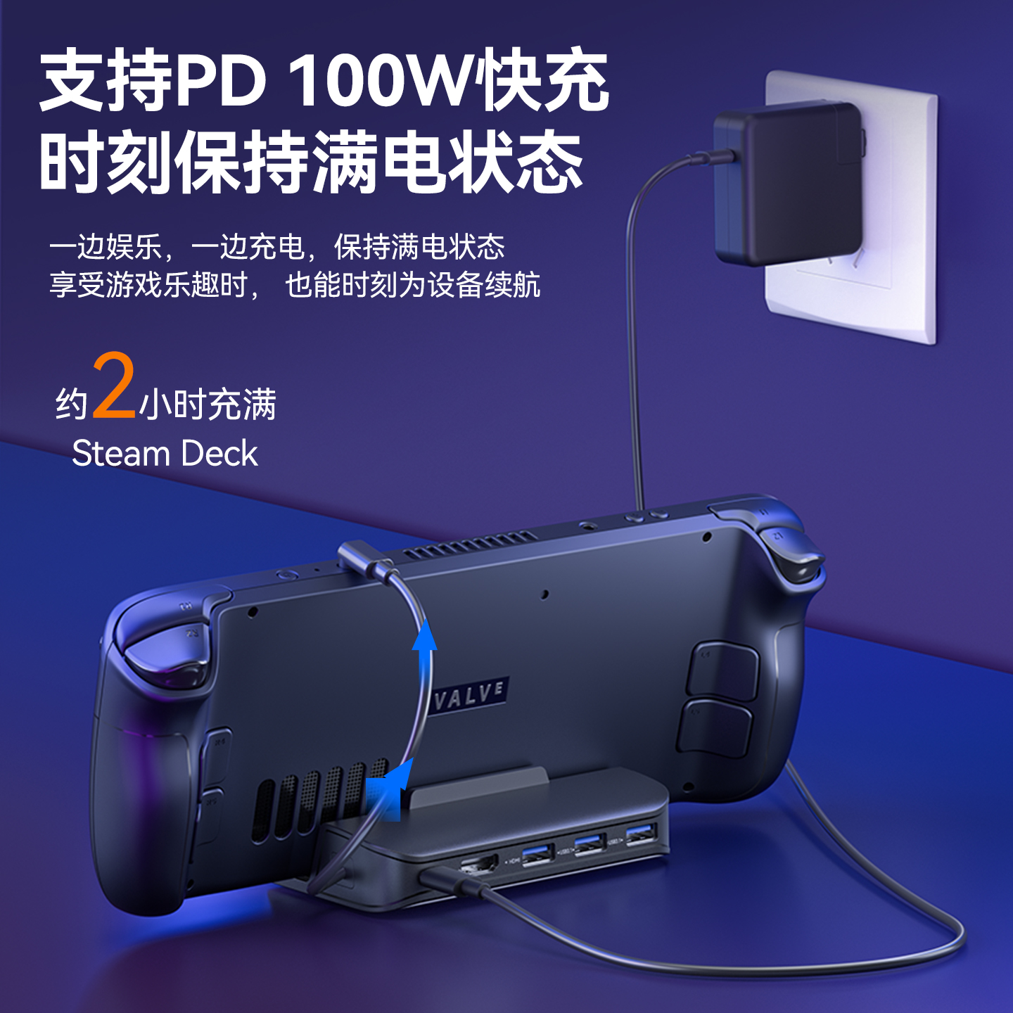 新得利SteamDeck拓展坞ROG ALLY掌机充电座多口HUB视频转换器steamdeckOled底座switch游戏机扩展坞周边配件