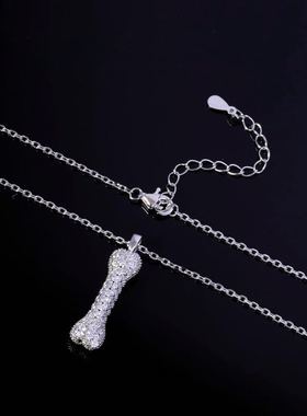 日系coss kokos925银明星狗骨头吊坠项链男女嘻哈小众设计感毛衣