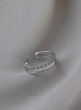 日系coss koko双层戒指女素圈s925银小众设计感冷淡风高级感食指